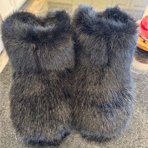 UGG Black Fuzzy Slippers